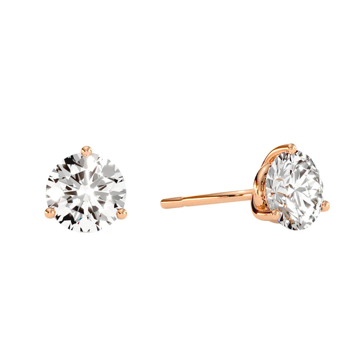 1 1/4 Carat Lab Grown Diamond Martini Stud Earrings In 14K Rose Gold