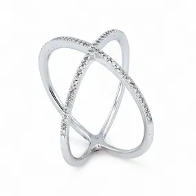 10k white gold X diamonds ring-20730