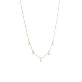 14k 5 Tiny Dangling Diamond Bezel Necklace