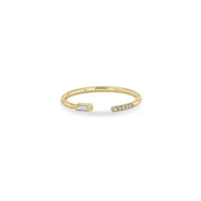 14k Baguette & Pavé Diamond Open Ring