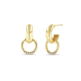 14k Chubby Pavé Diamond Door Knocker Huggie Hoops