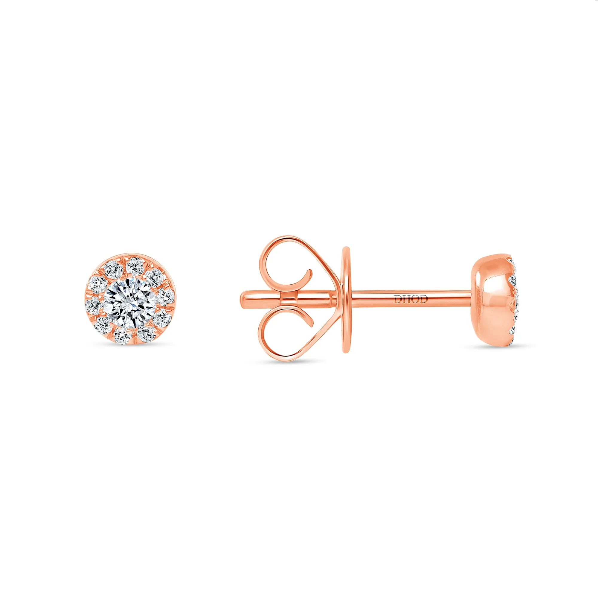 14K Gold Diamond Halo Studs