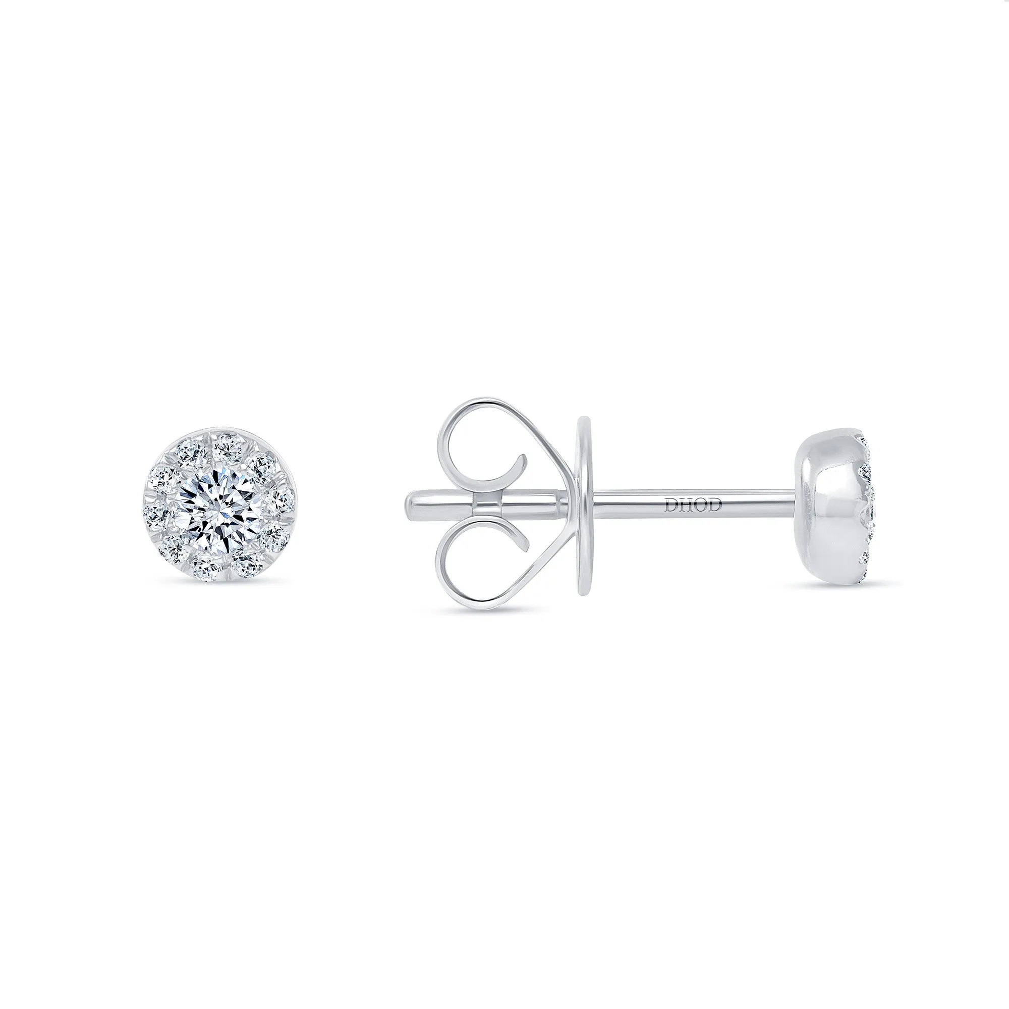 14K Gold Diamond Halo Studs