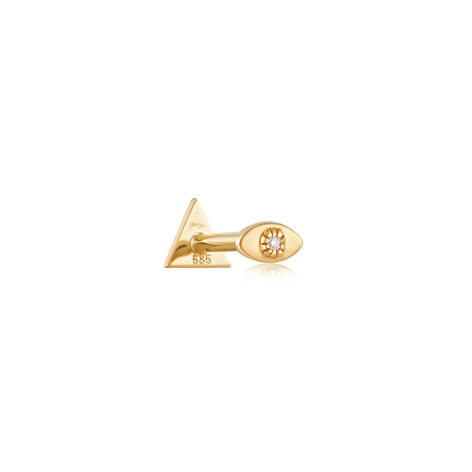 14k Mini Diamond Evil Eye Stud