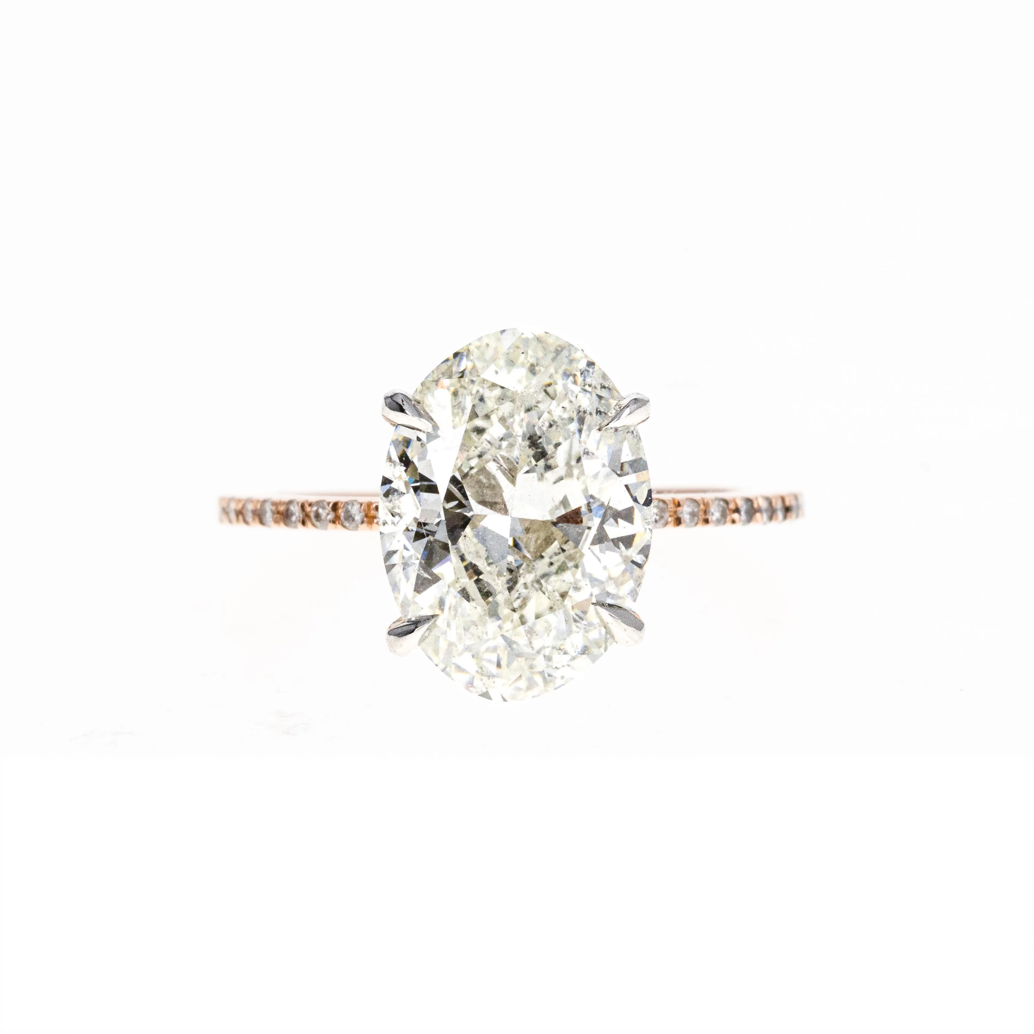 14K Rose Gold and Platinum 5.01 Carat Oval Cut Diamond Engagement Ring GIA Certified