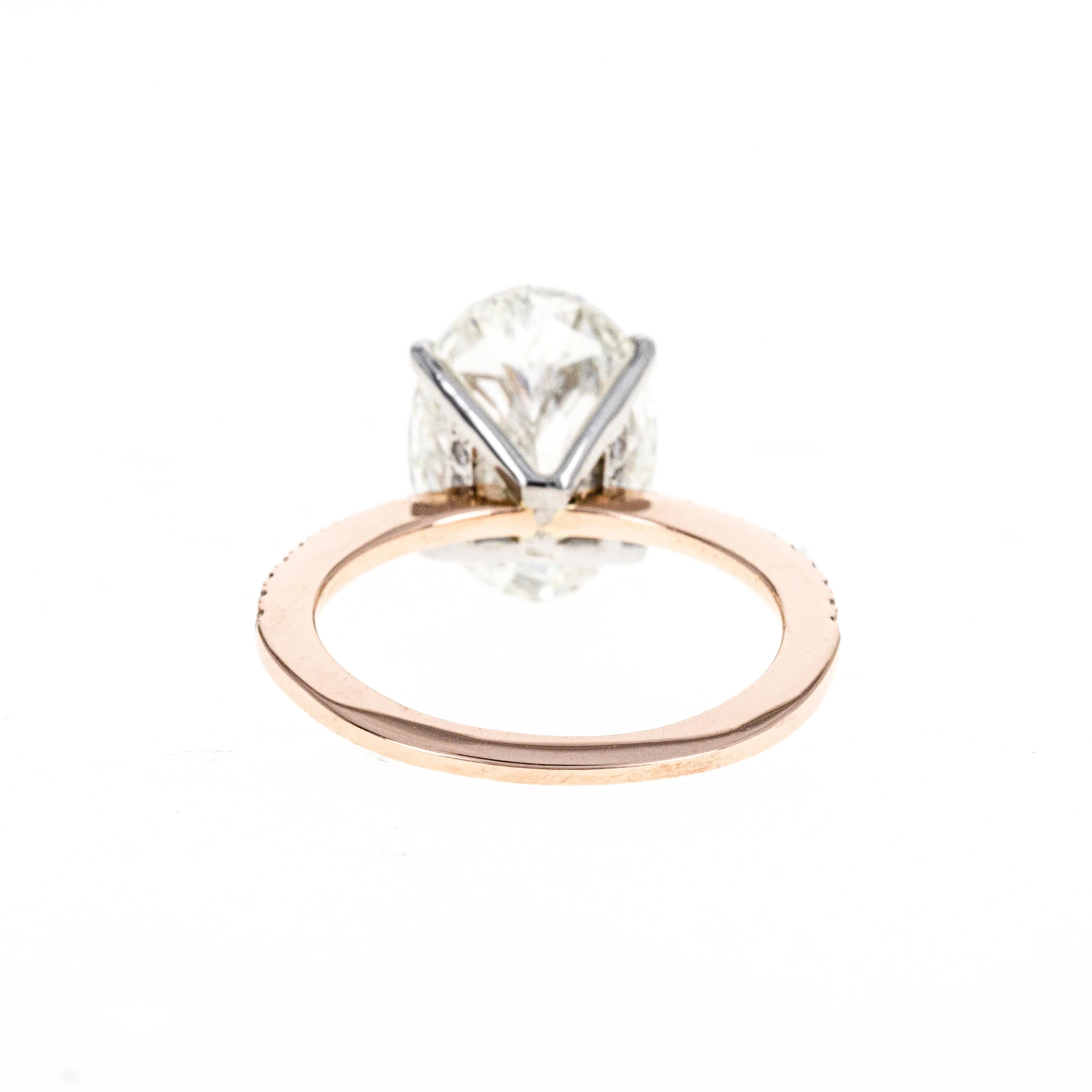 14K Rose Gold and Platinum 5.01 Carat Oval Cut Diamond Engagement Ring GIA Certified