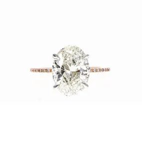 14K Rose Gold and Platinum 5.01 Carat Oval Cut Diamond Engagement Ring GIA Certified