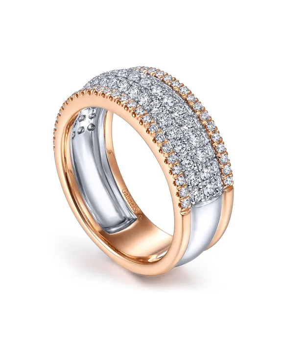 14K WhiteRose Gold Pavé Diamond Ring