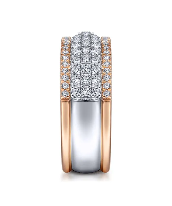 14K WhiteRose Gold Pavé Diamond Ring