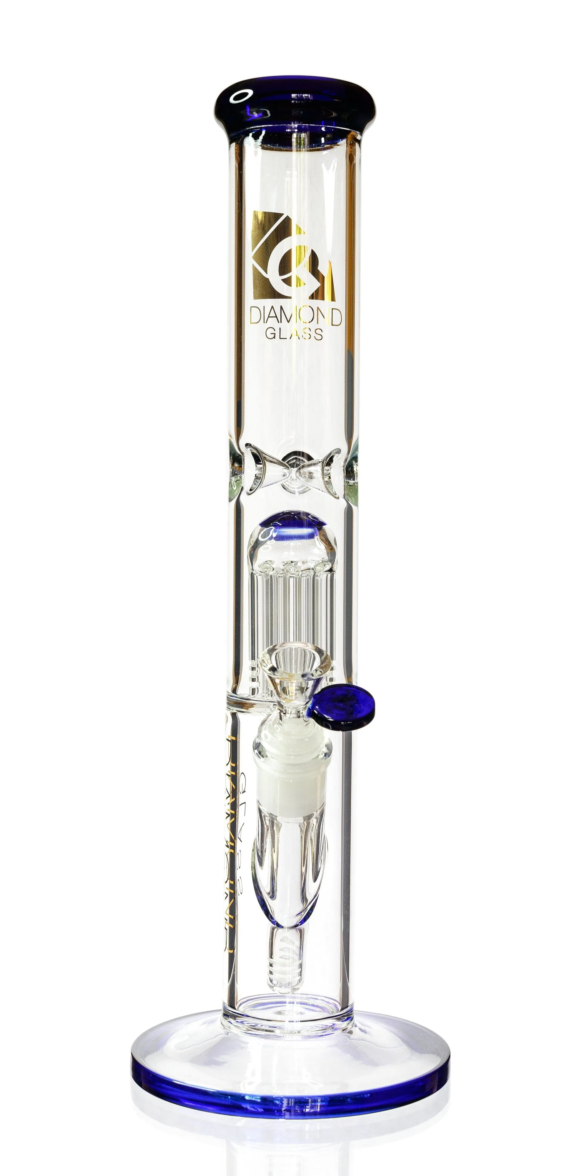 15 Straight Tube Bong w/ Single Chamber 8-Arm Tree Perc, by Diamond Glass