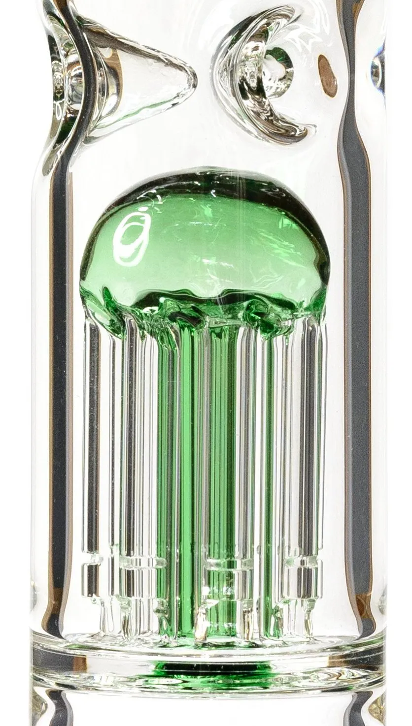 15 Straight Tube Bong w/ Single Chamber 8-Arm Tree Perc, by Diamond Glass