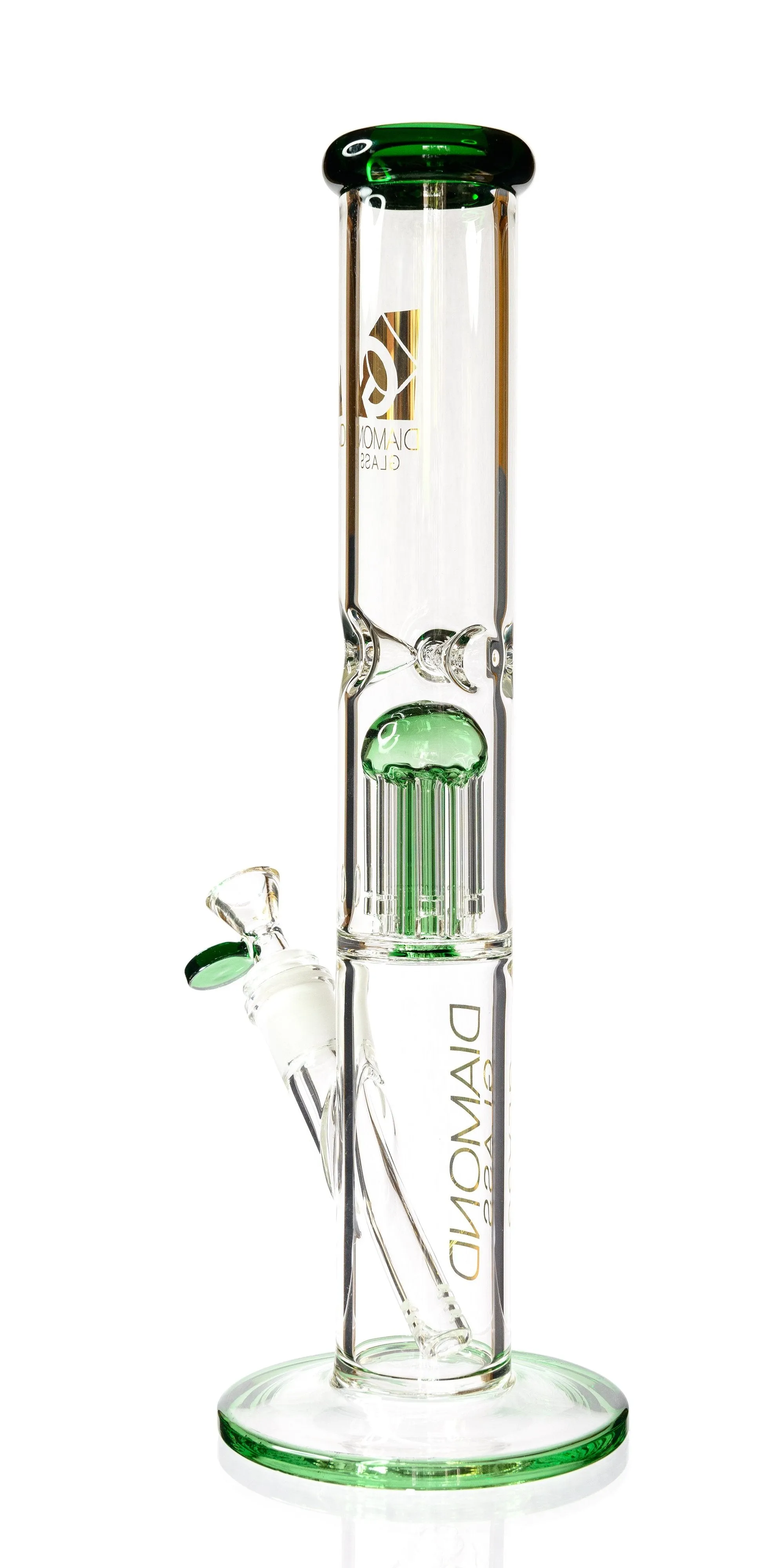 15 Straight Tube Bong w/ Single Chamber 8-Arm Tree Perc, by Diamond Glass