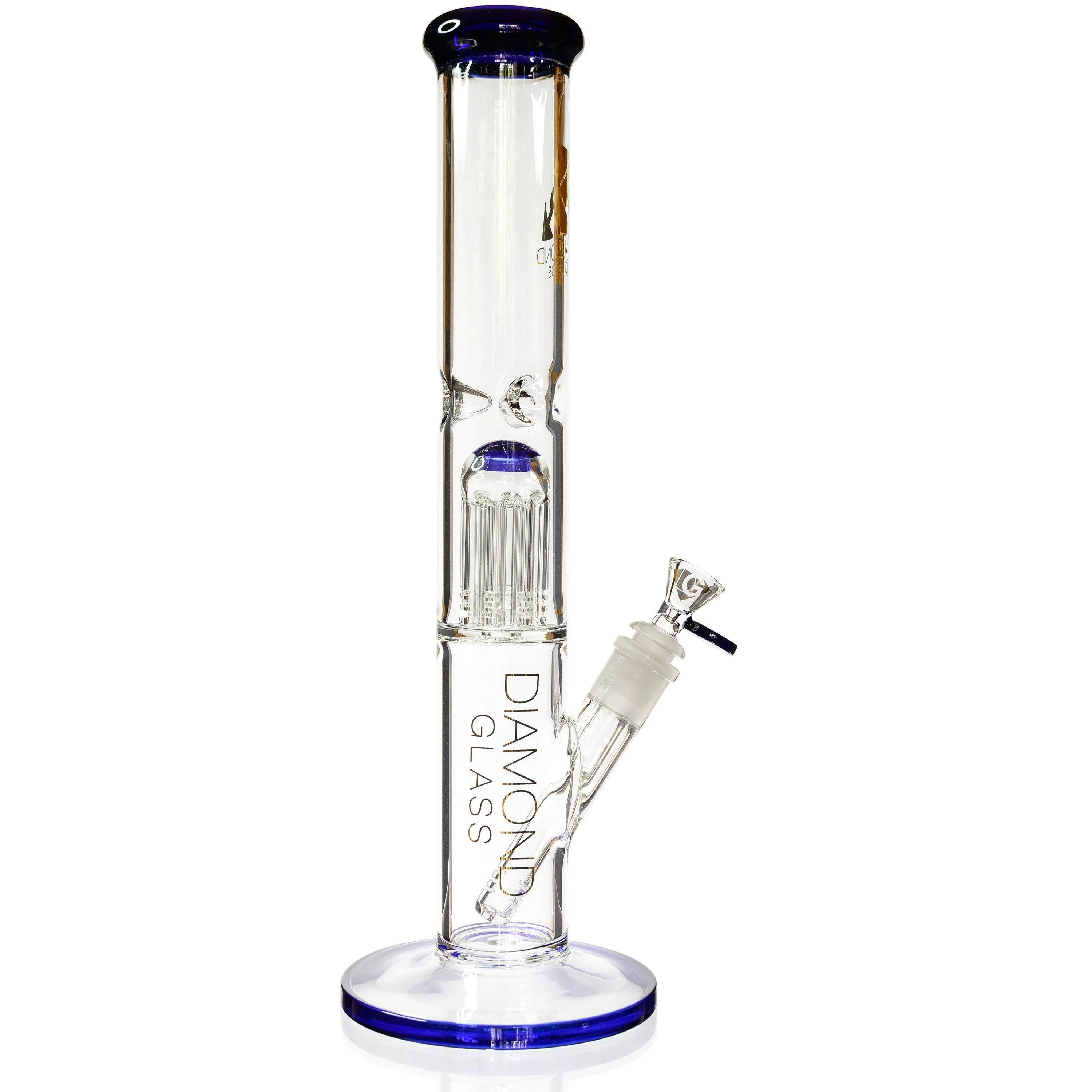 15 Straight Tube Bong w/ Single Chamber 8-Arm Tree Perc, by Diamond Glass