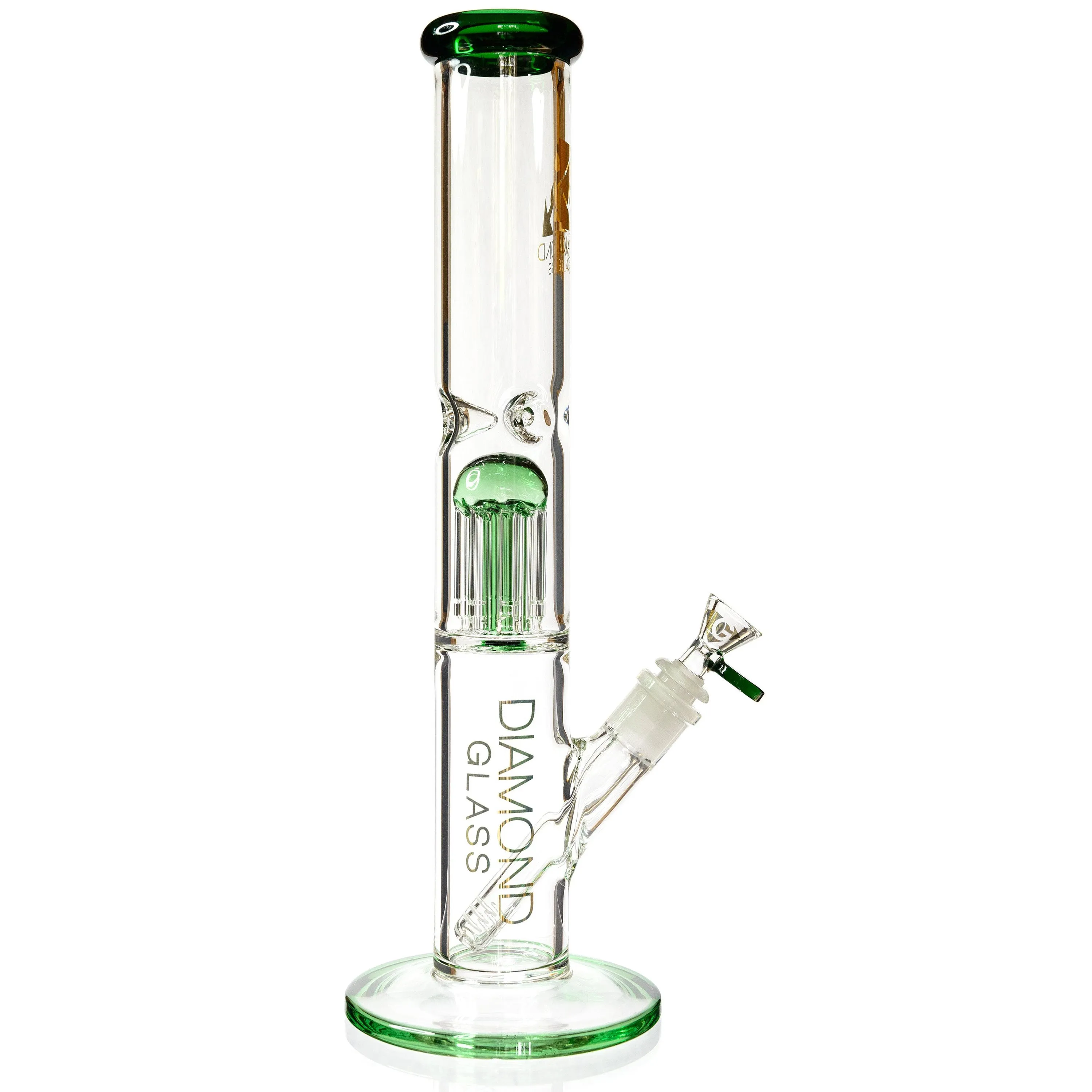 15 Straight Tube Bong w/ Single Chamber 8-Arm Tree Perc, by Diamond Glass