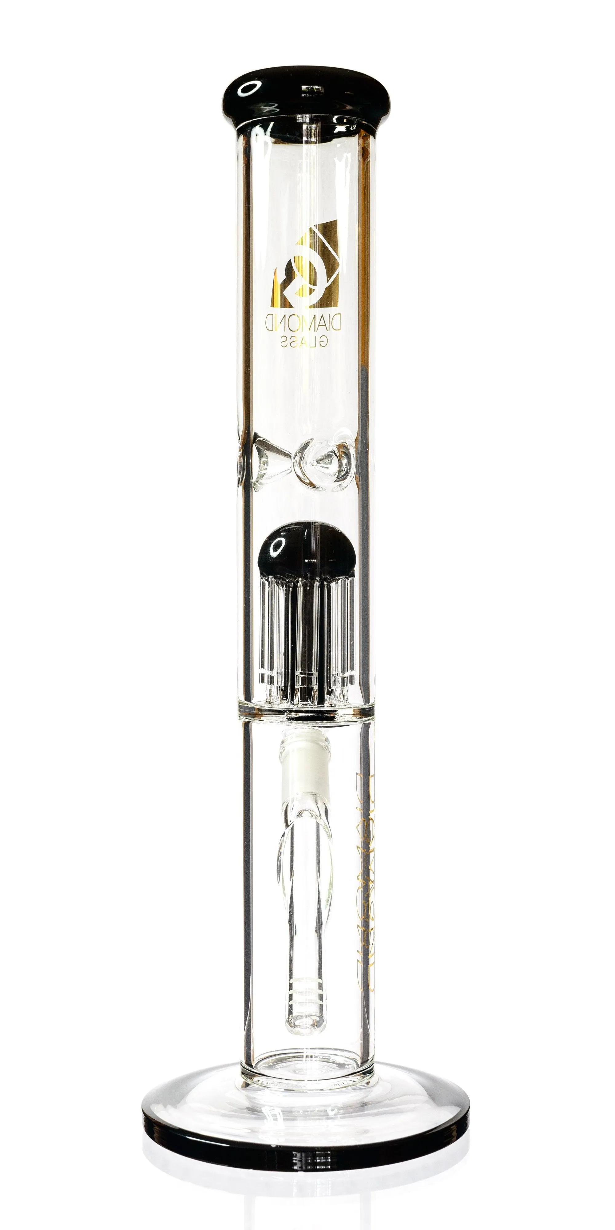 15 Straight Tube Bong w/ Single Chamber 8-Arm Tree Perc, by Diamond Glass