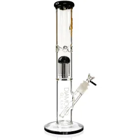 15 Straight Tube Bong w/ Single Chamber 8-Arm Tree Perc, by Diamond Glass