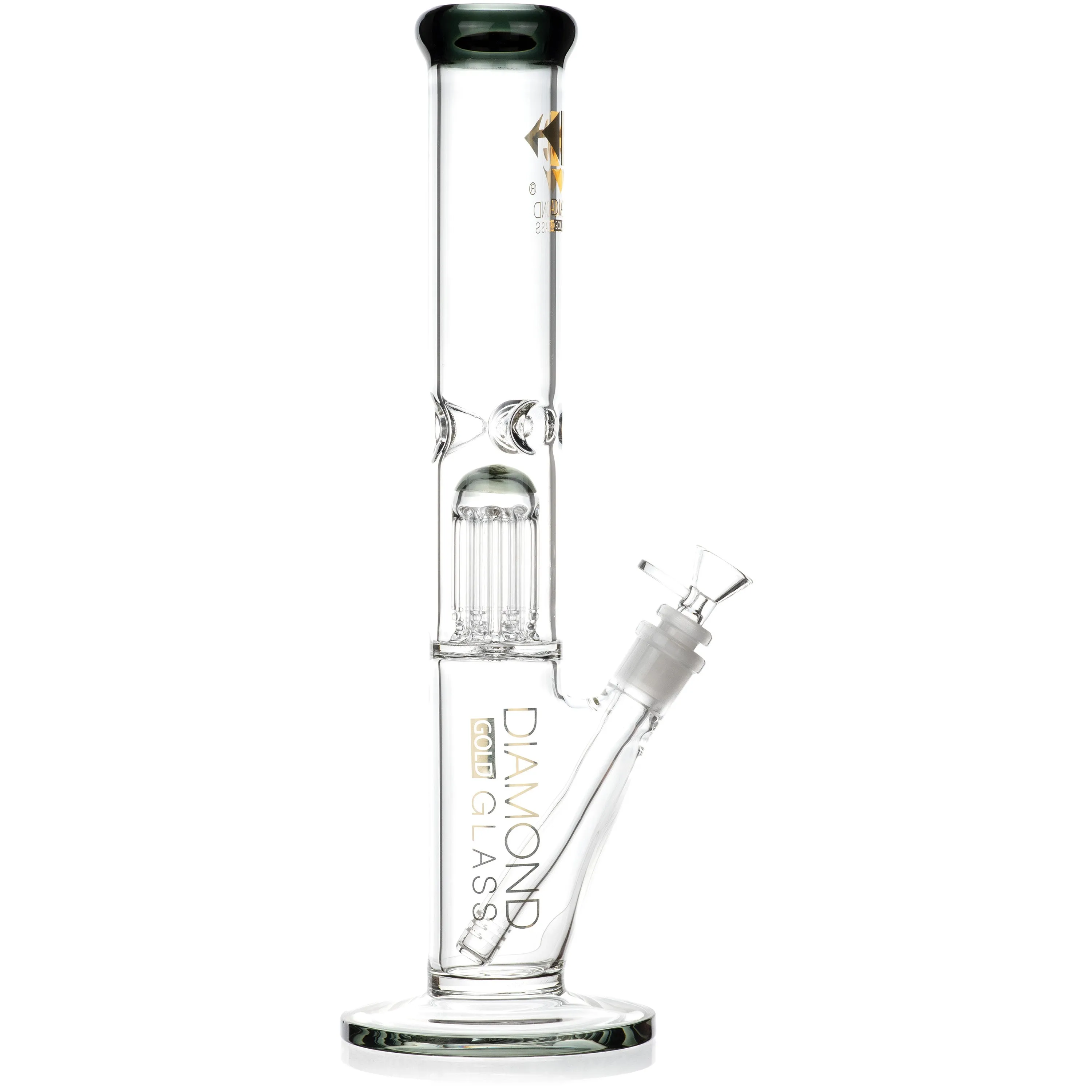 15 Straight Tube Bong w/ Single Chamber 8-Arm Tree Perc, by Diamond Glass