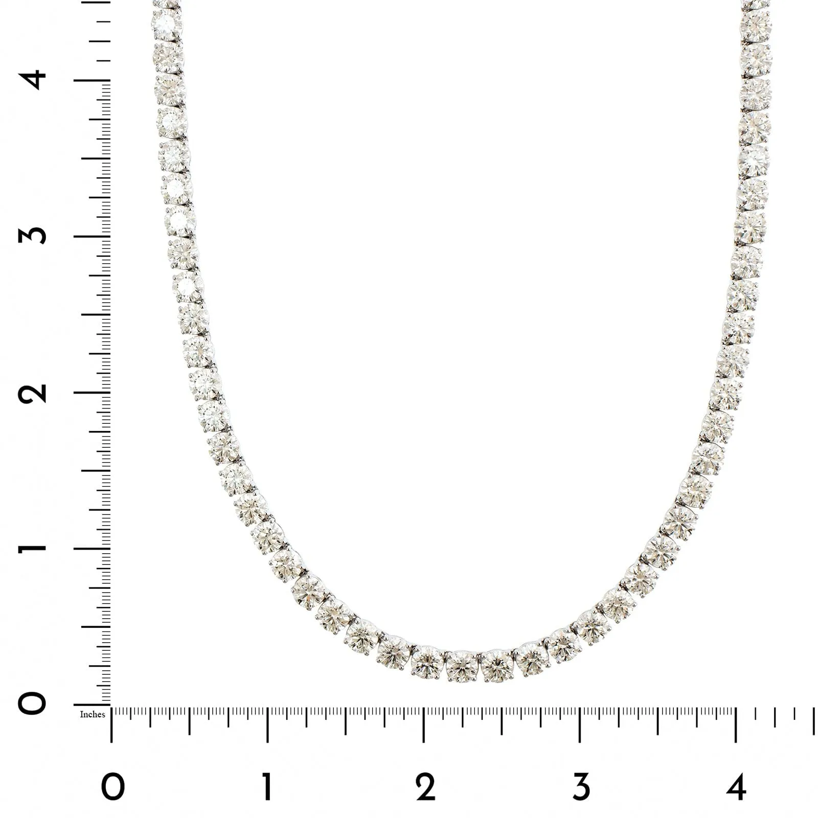 18K White Gold 4 Prong Diamond Line Necklace