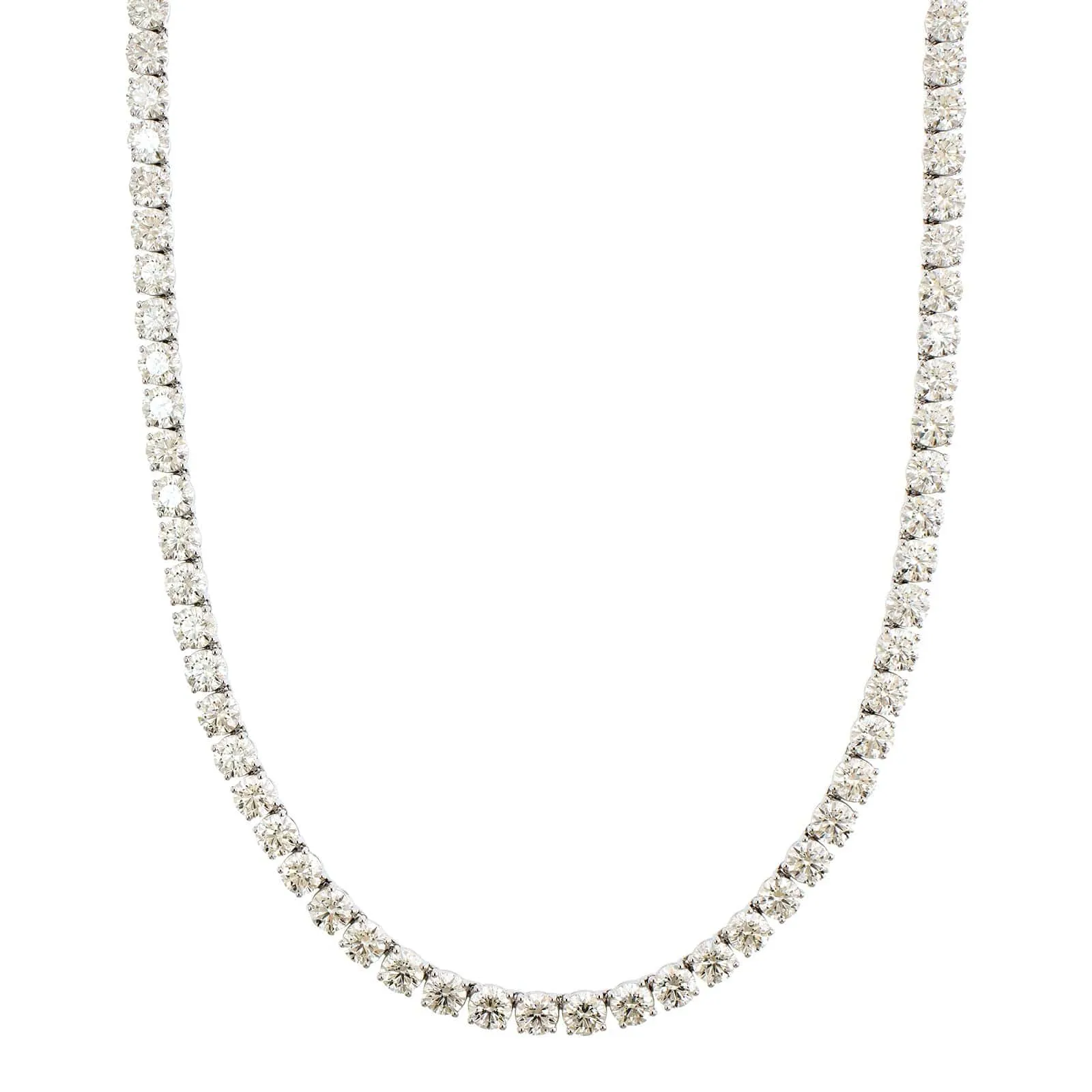 18K White Gold 4 Prong Diamond Line Necklace