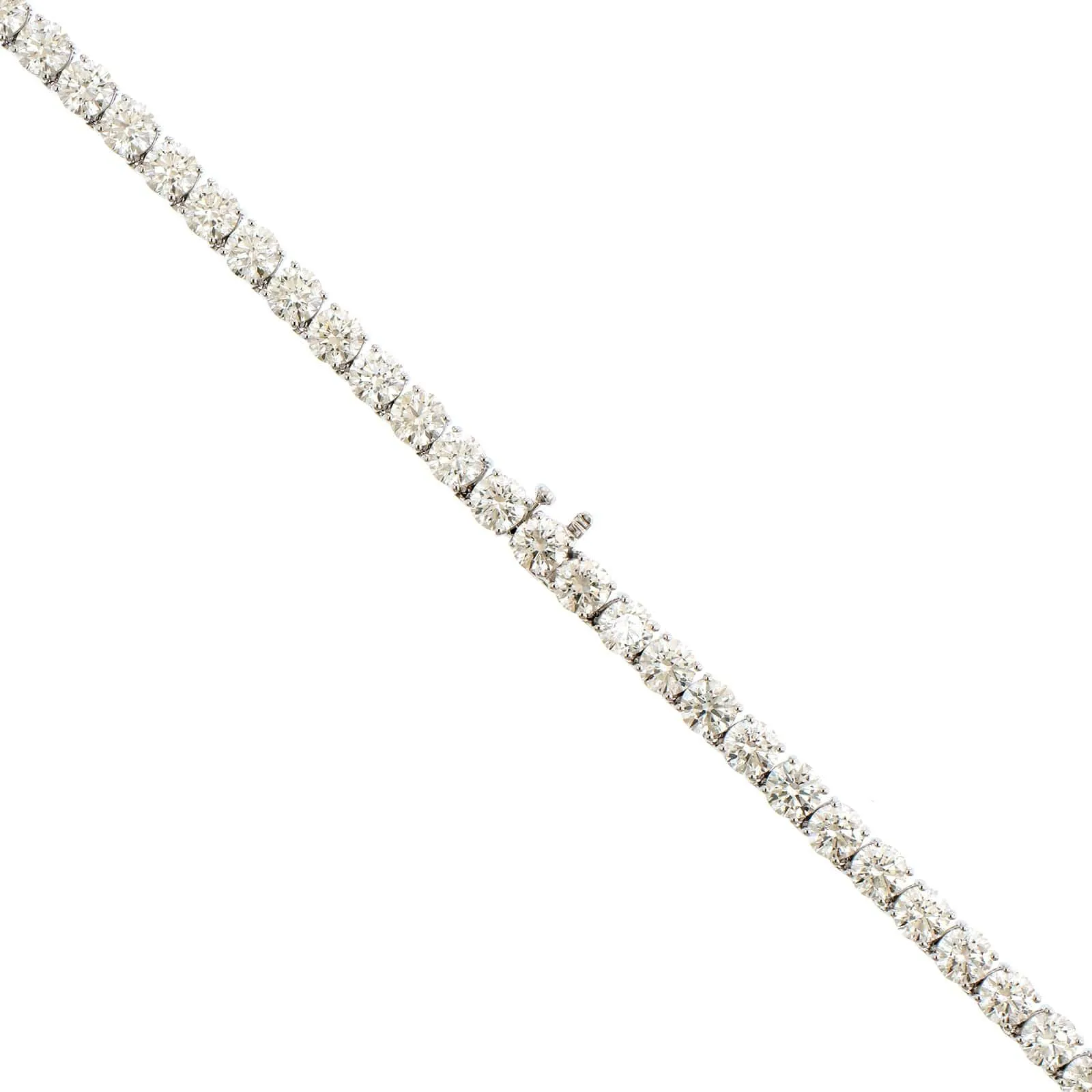 18K White Gold 4 Prong Diamond Line Necklace