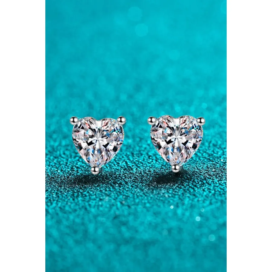 2 Carat Moissanite Heart-Shaped Stud Earrings