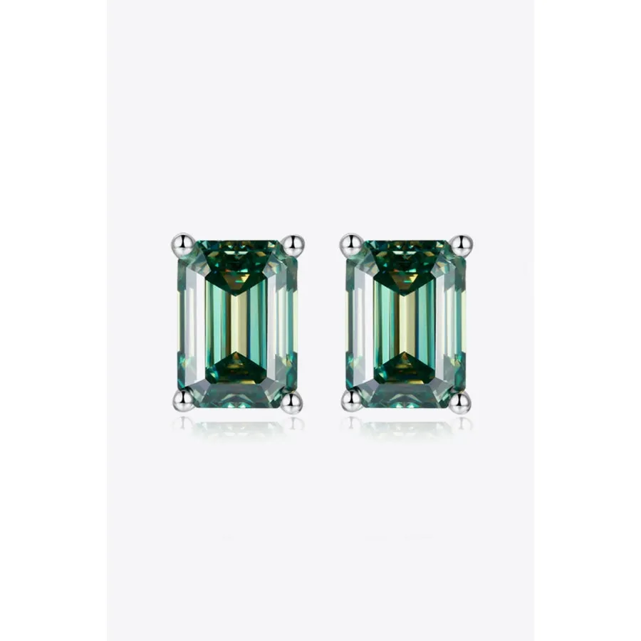 2 Carat Moissanite Stud Earrings in Green