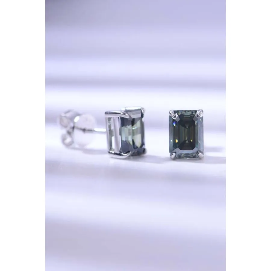 2 Carat Moissanite Stud Earrings in Green