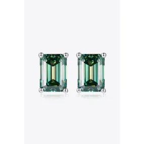 2 Carat Moissanite Stud Earrings in Green