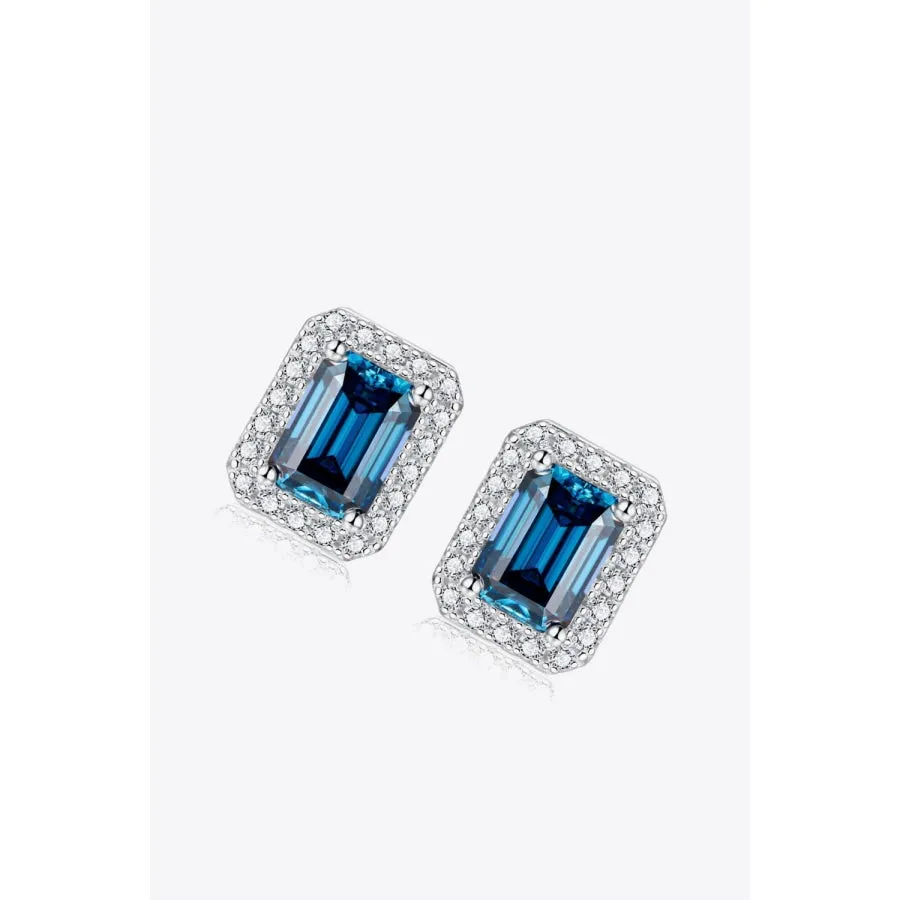 2 Carat Moissanite Stud Earrings in Indigo