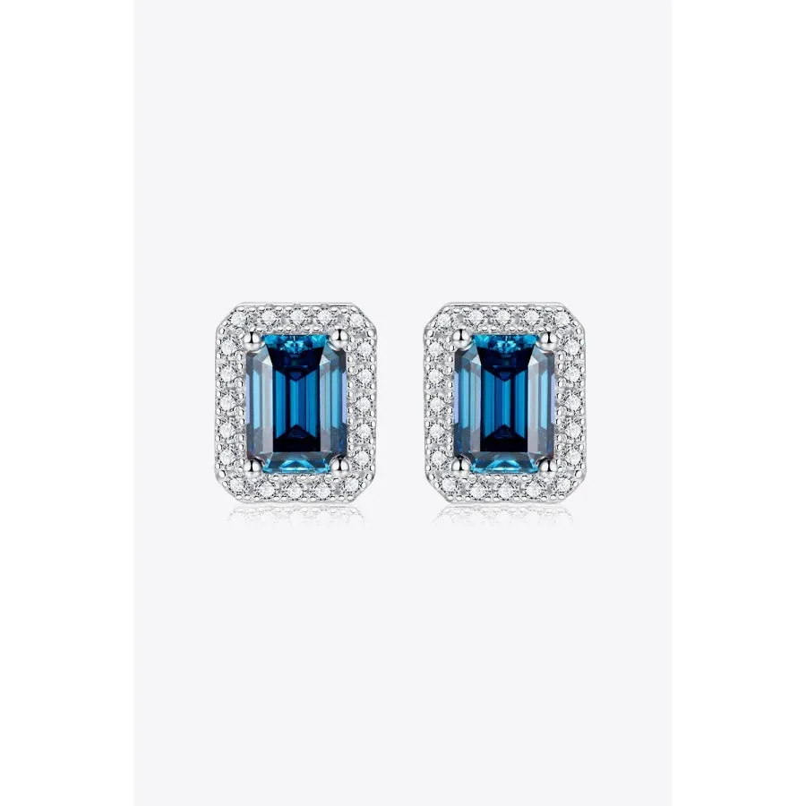 2 Carat Moissanite Stud Earrings in Indigo