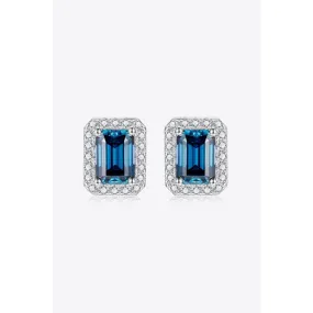 2 Carat Moissanite Stud Earrings in Indigo