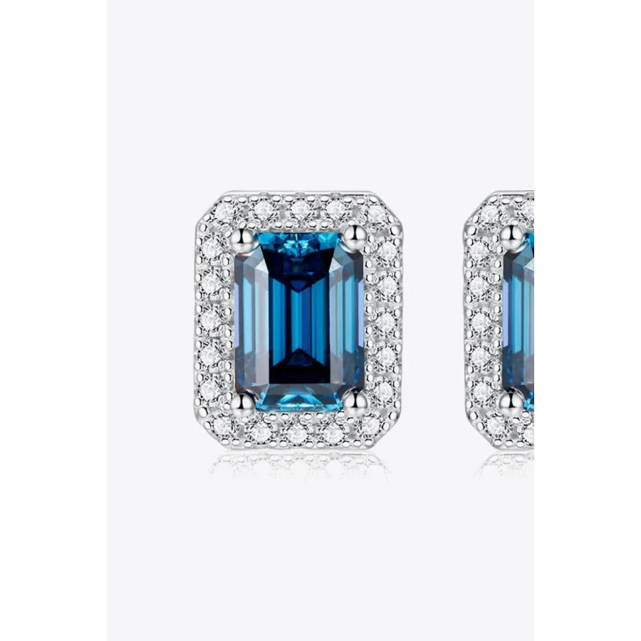 2 Carat Moissanite Stud Earrings in Indigo