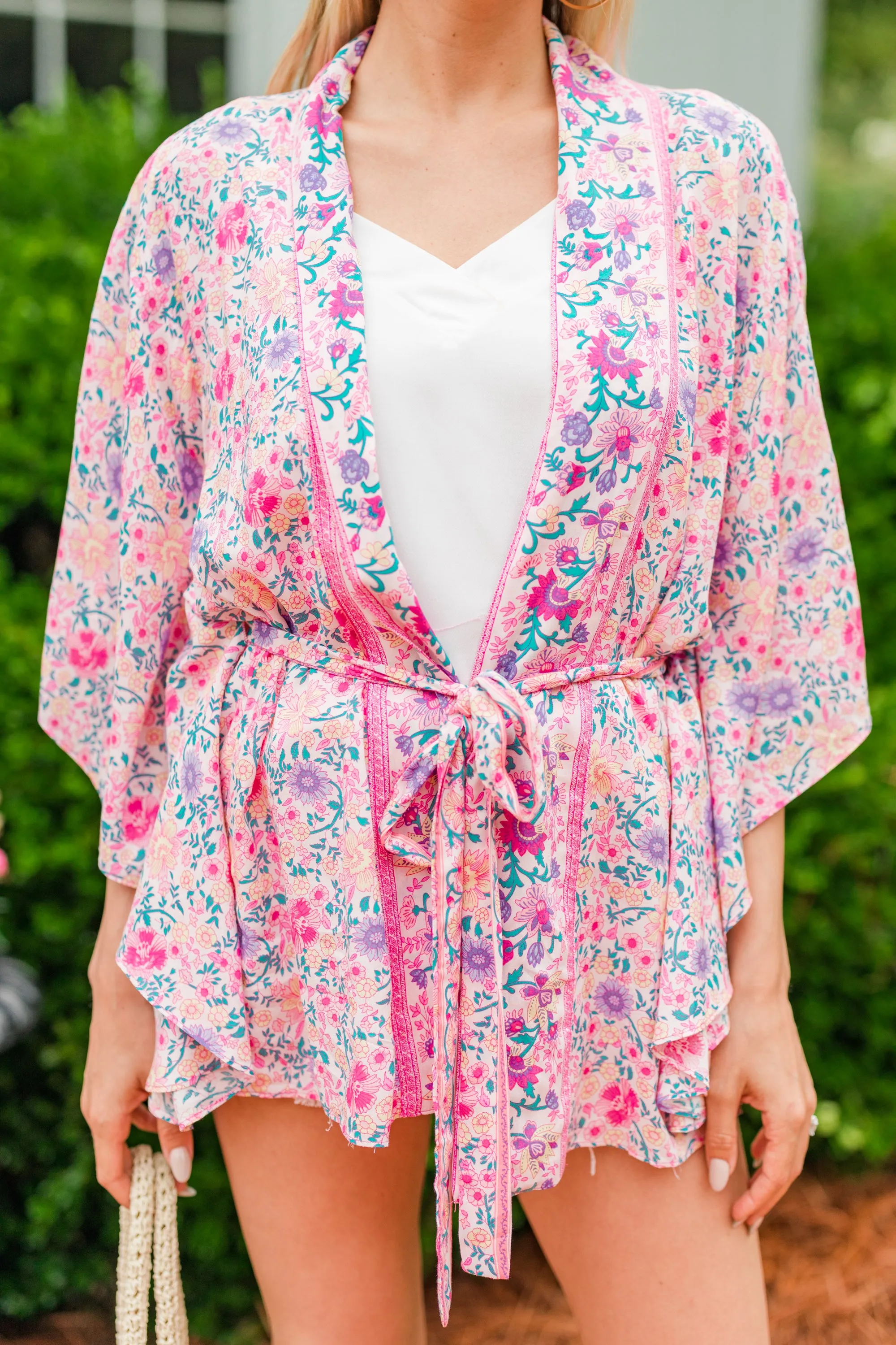 A Moment In Time Pink Floral Kimono