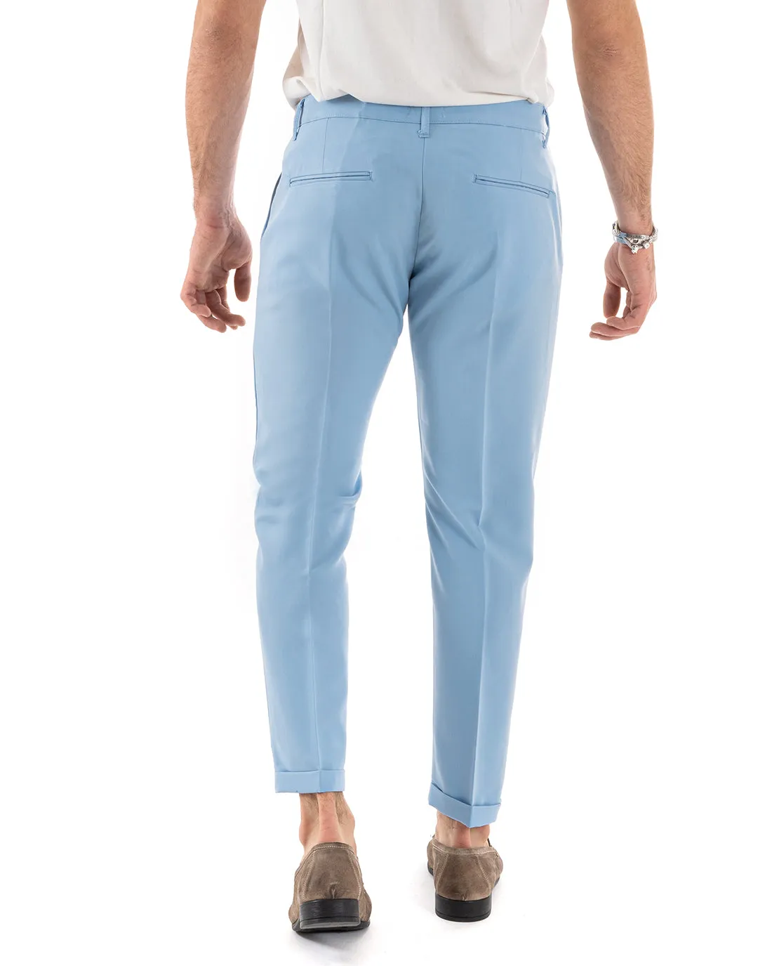 Abito Uomo Monopetto Completo Viscosa Sartoriale Giacca Pantaloni Celeste Elegante Casual GIOSAL-OU2240A