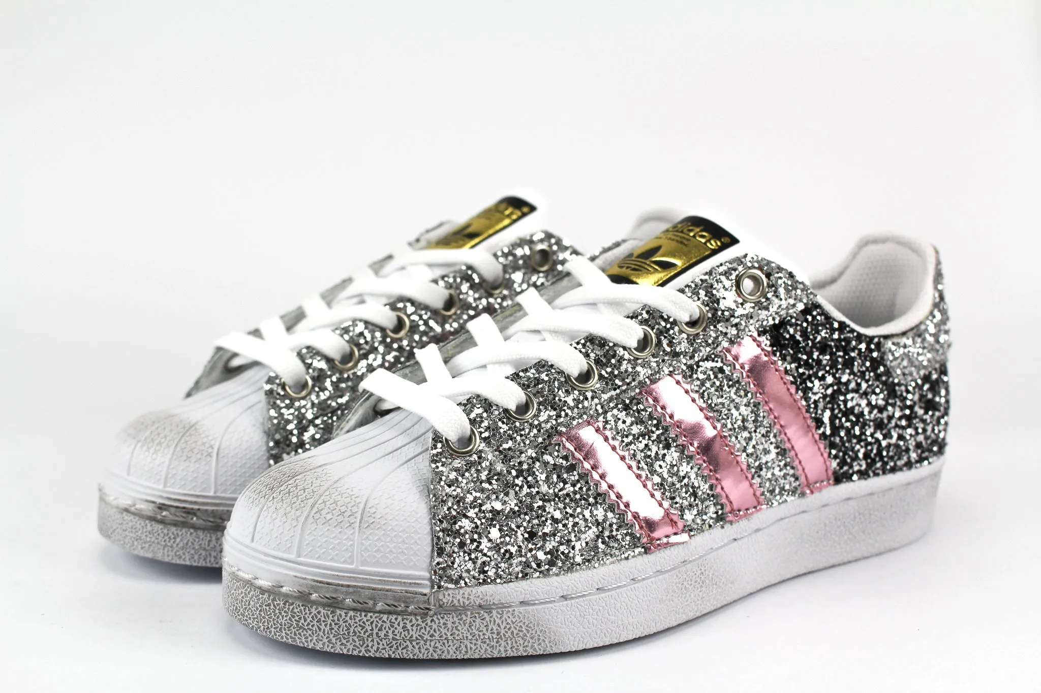 Adidas Superstar Pink Total Glitter Black & Silver