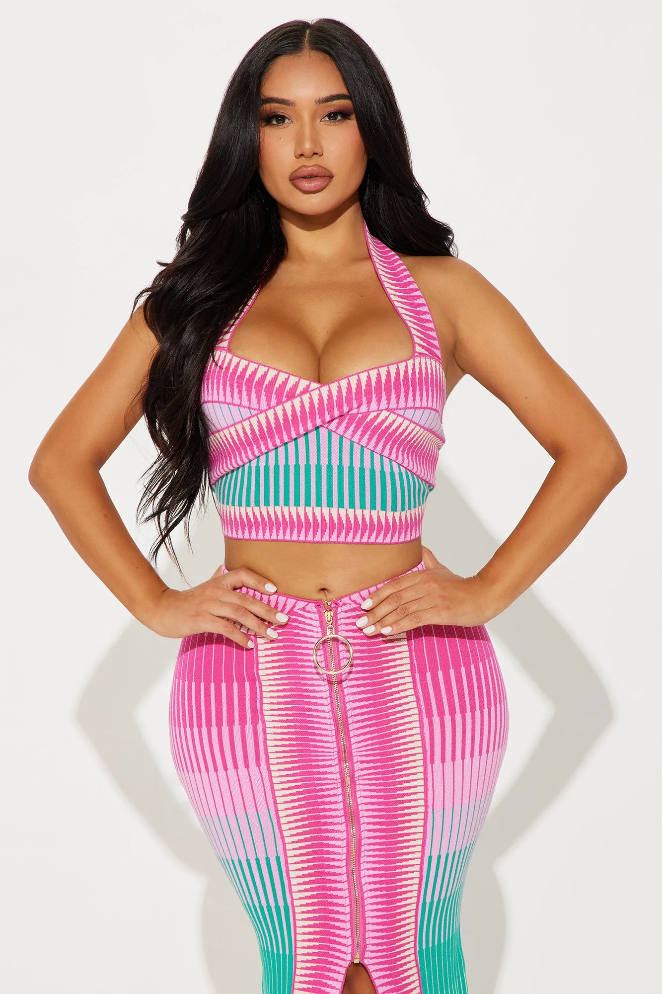 Affectionate Taste Skirt Set - Pink/combo