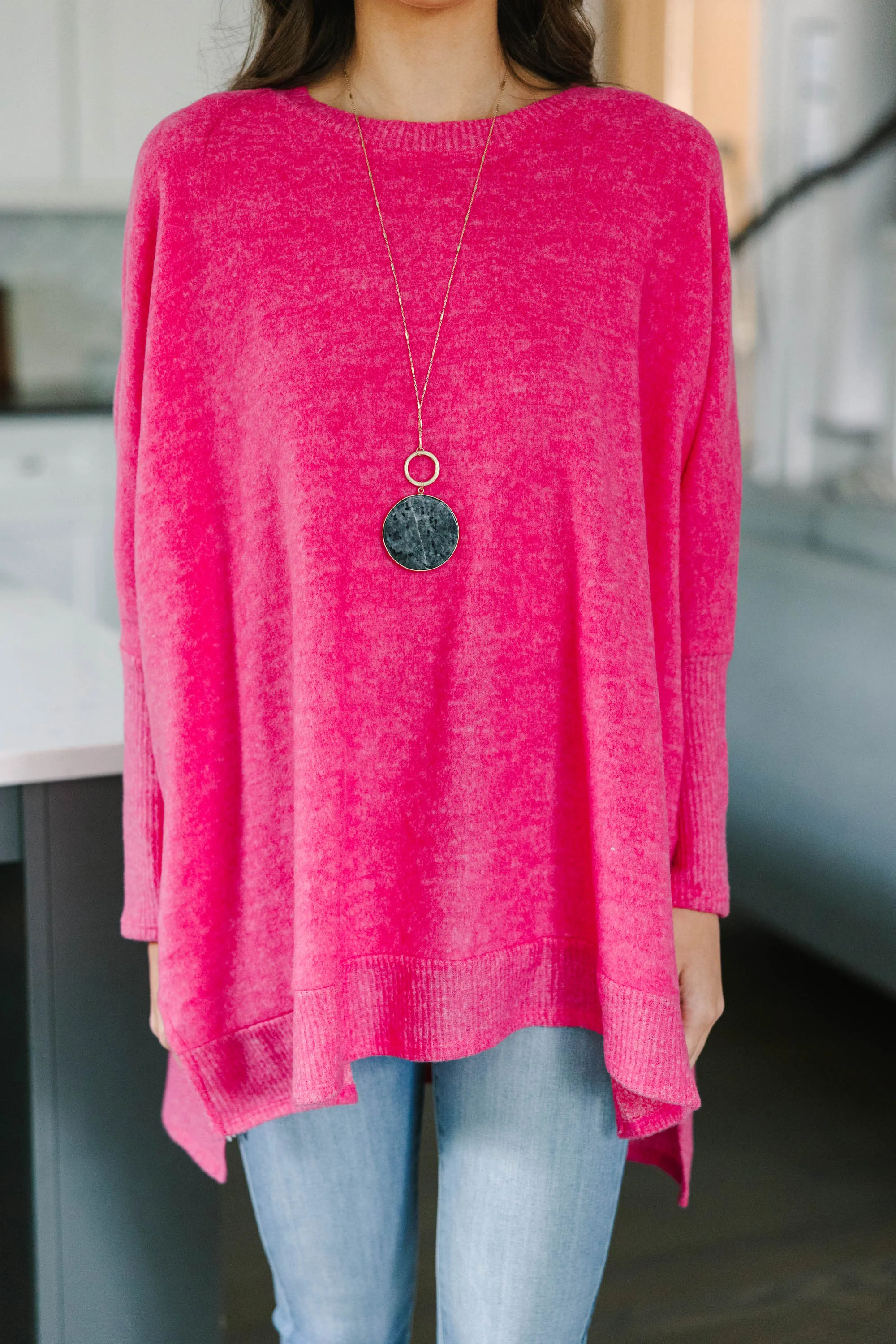 Always Fun Fuchsia Pink Brushed Knit Tunic