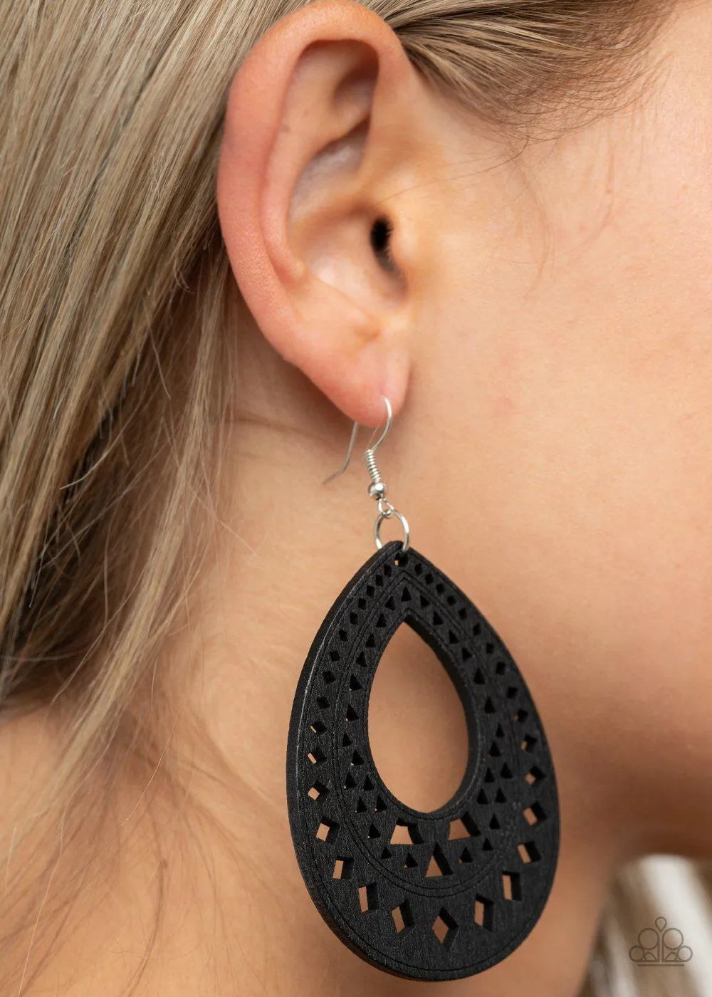 Belize Beauty Black Wood Earrings - Paparazzi Accessories