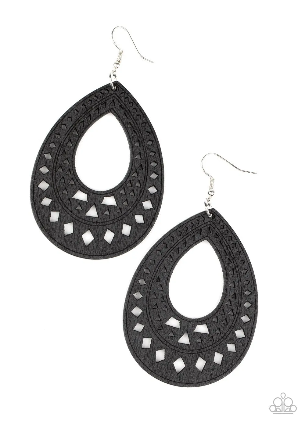 Belize Beauty Black Wood Earrings - Paparazzi Accessories