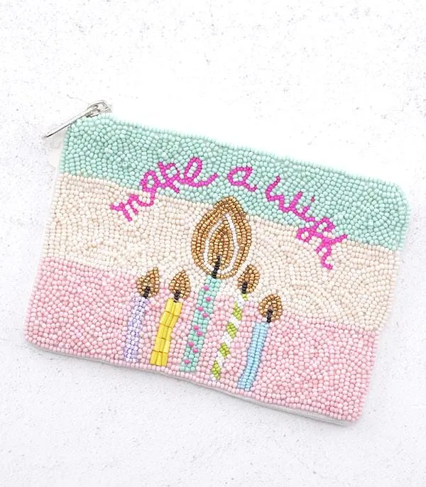 Birthday Beaded coin clutch