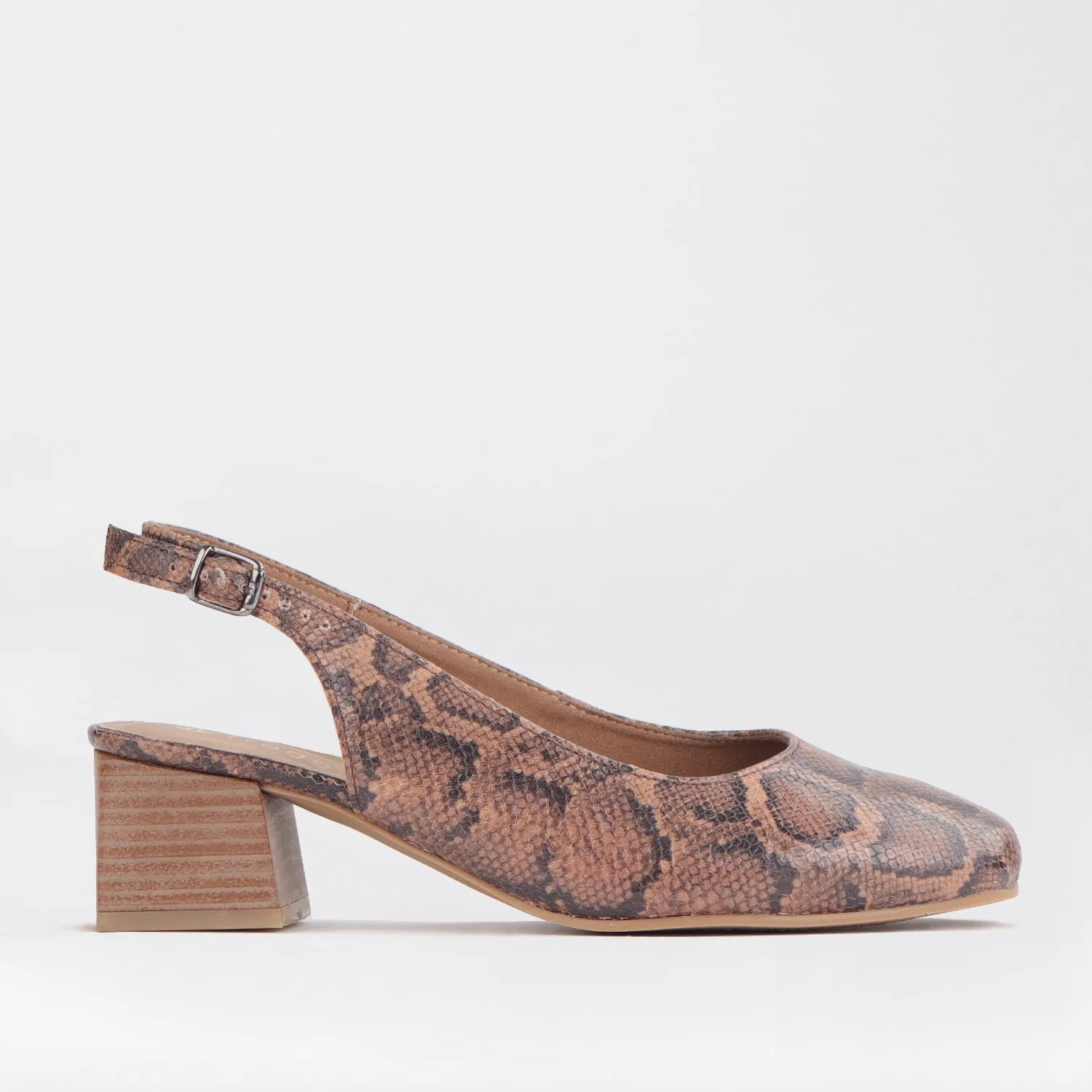 Block Heel Square Toe Slingback in Saddle - 12595