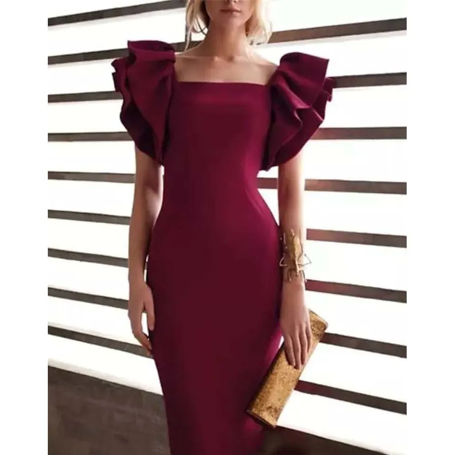 Bodycon Ruffles Sleeves Dress