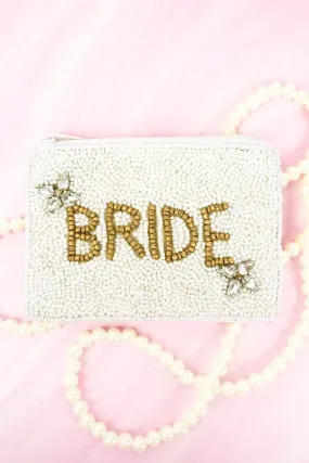 BRIDE WHITE beaded clutch