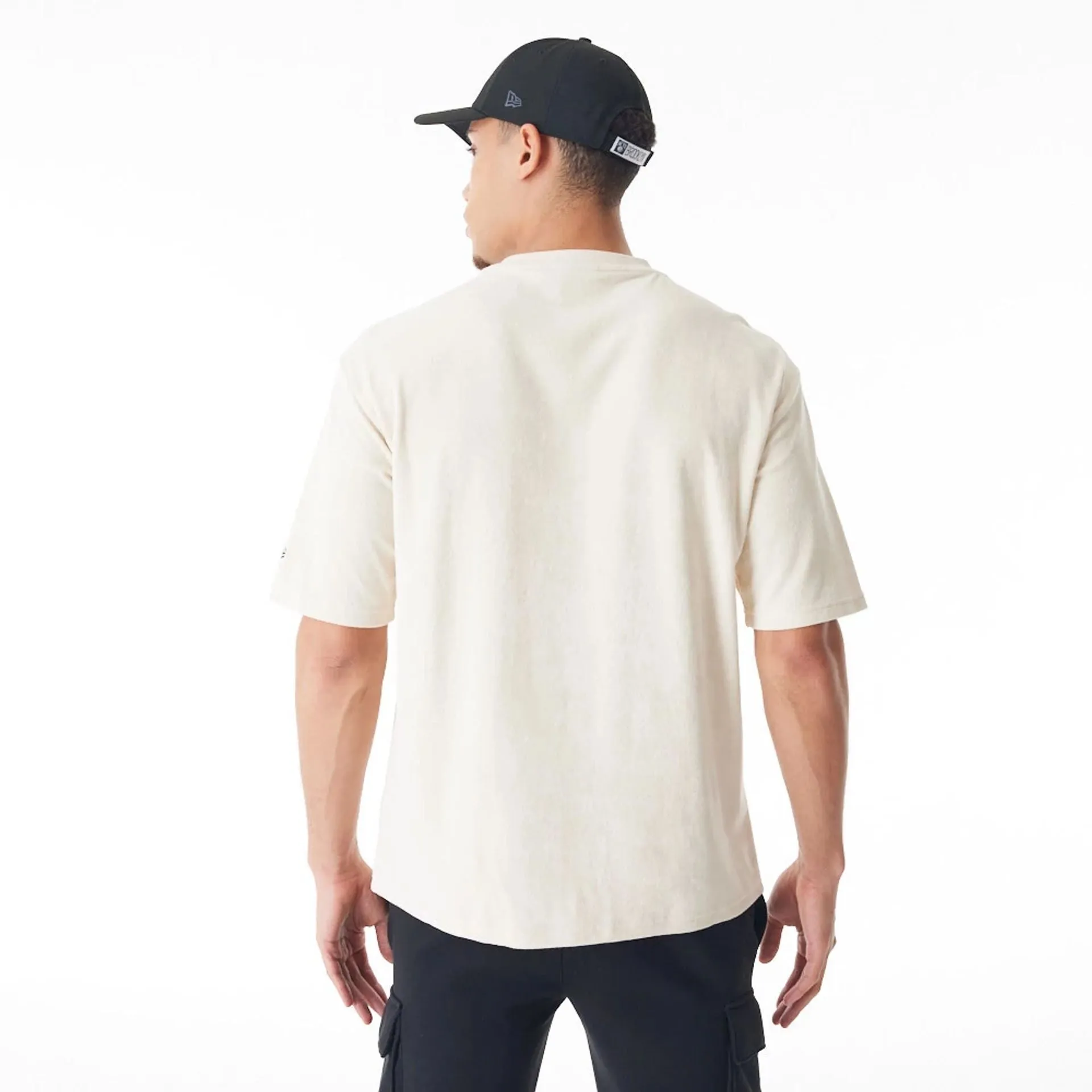 Brooklyn Nets NBA Lifestyle Velour Light Beige Oversized T-Shirt