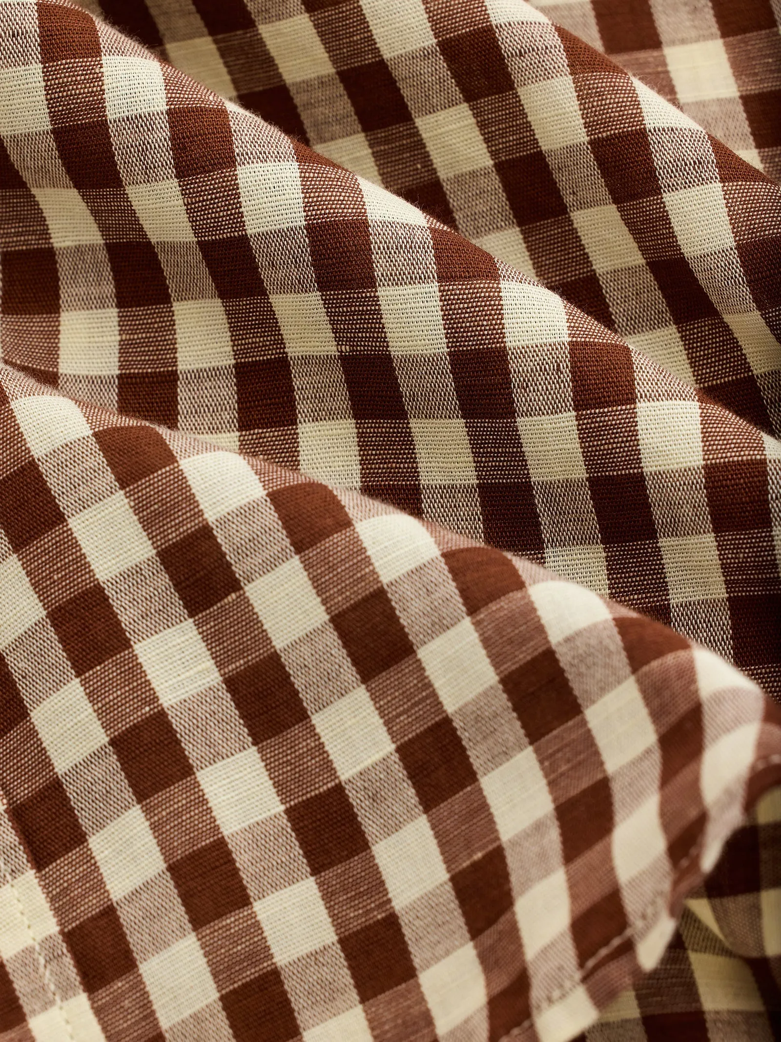 Brown Checked Linen Shirt