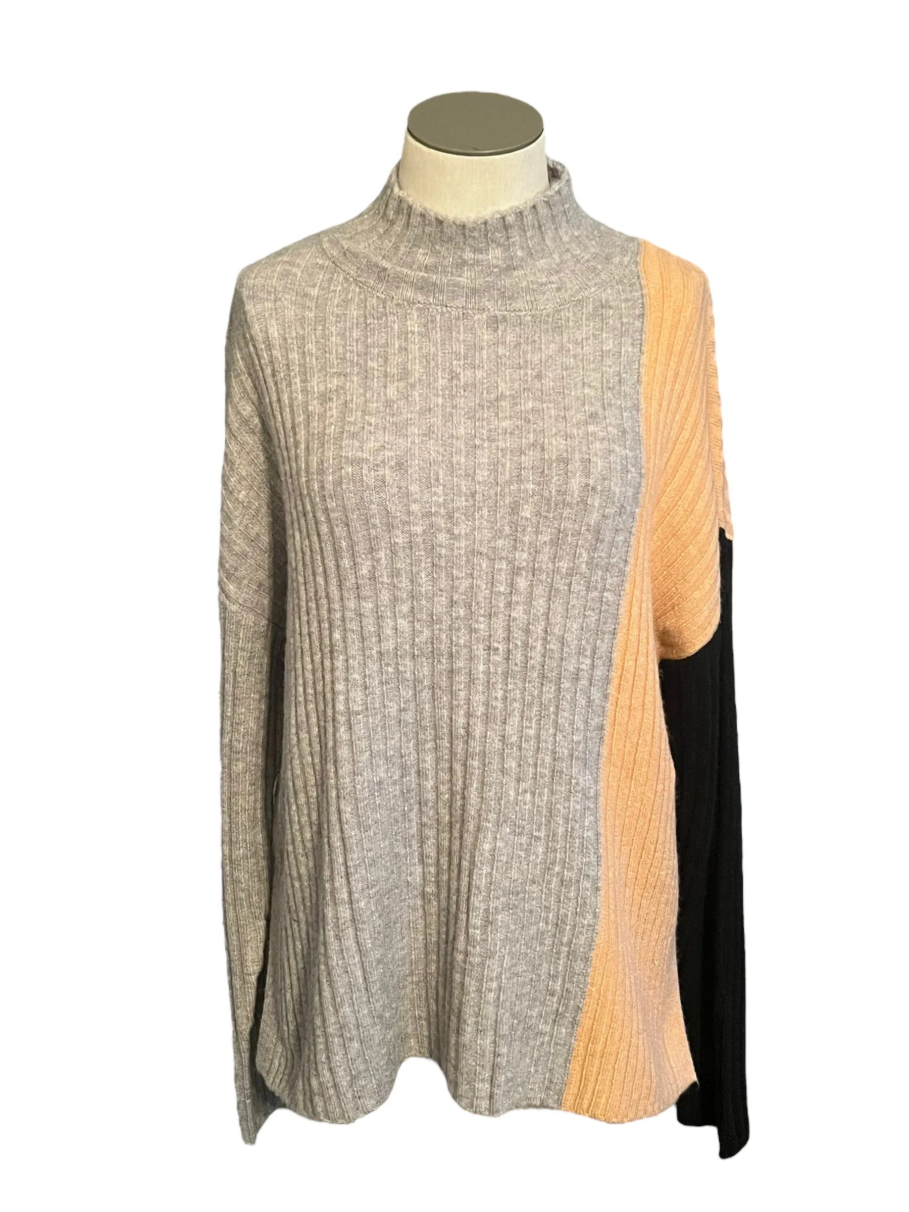 Calvin Klein Color Block Ribbed Mock Neck Size S Sweater