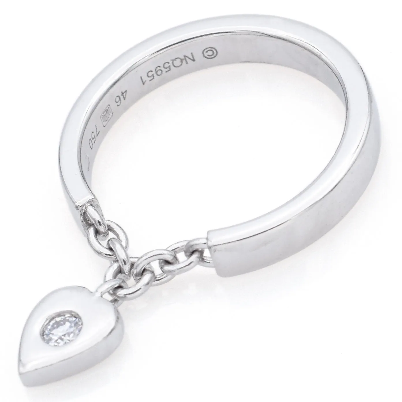 Cartier 18K White Gold Diamond Mon Amour Heart Charm Band Ring Size 46