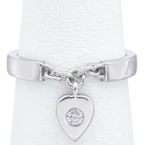 Cartier 18K White Gold Diamond Mon Amour Heart Charm Band Ring Size 46