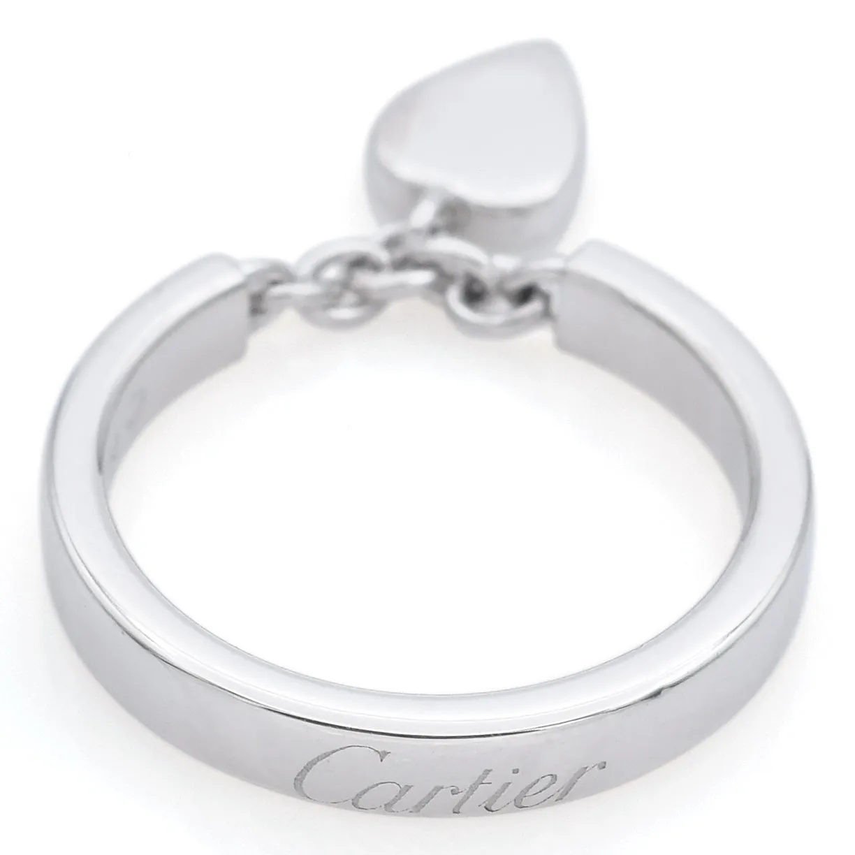 Cartier 18K White Gold Diamond Mon Amour Heart Charm Band Ring Size 46