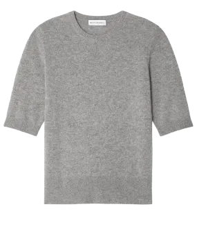 Cashmere Elbow Sleeve Tee in Grey Heather